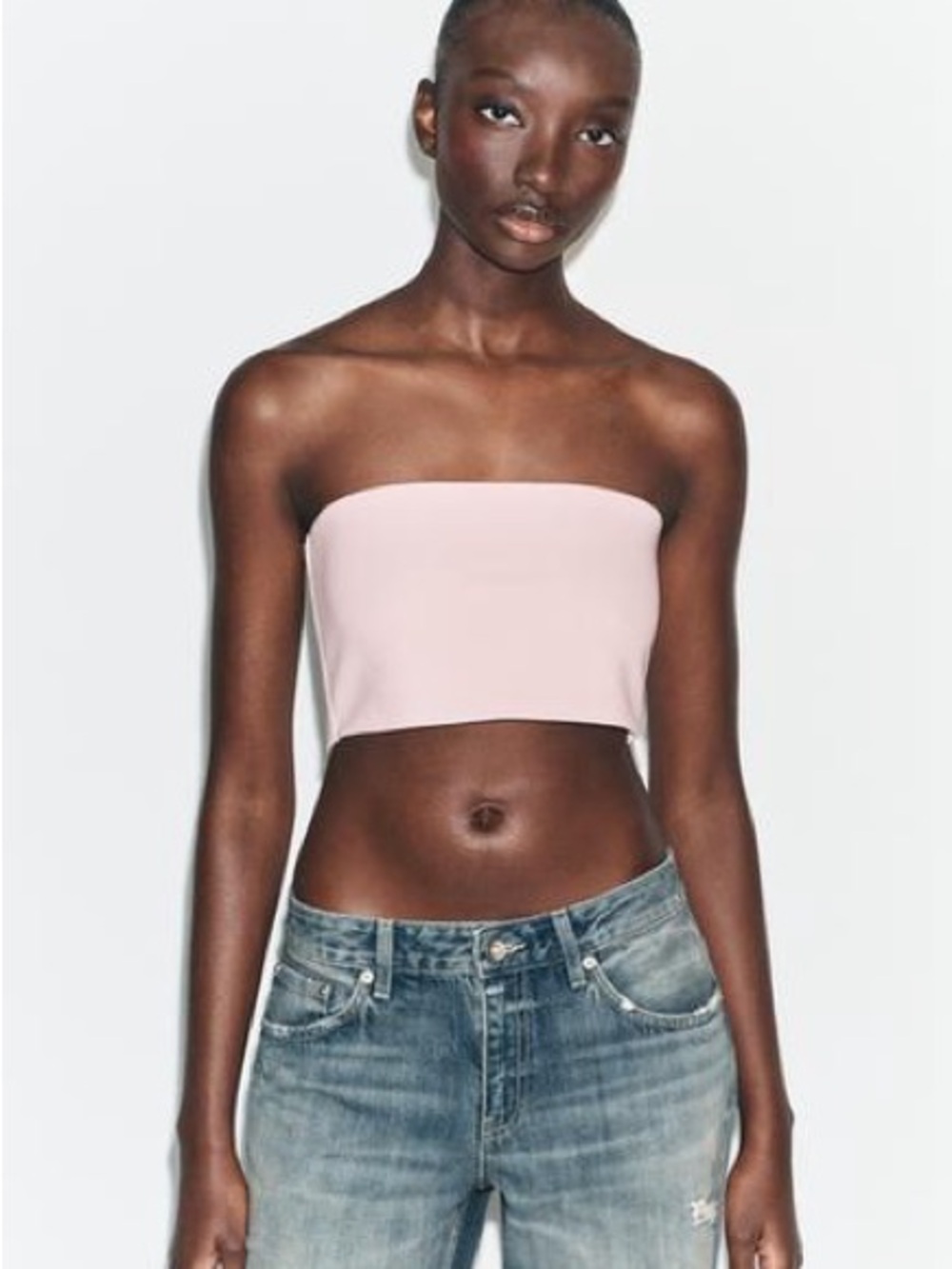 Zara Strapless Seamless Crop Top - Pink